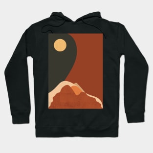 Sun & Moon Artwork With mountains. Boho art of moon at night and terracotta mountains. Hoodie